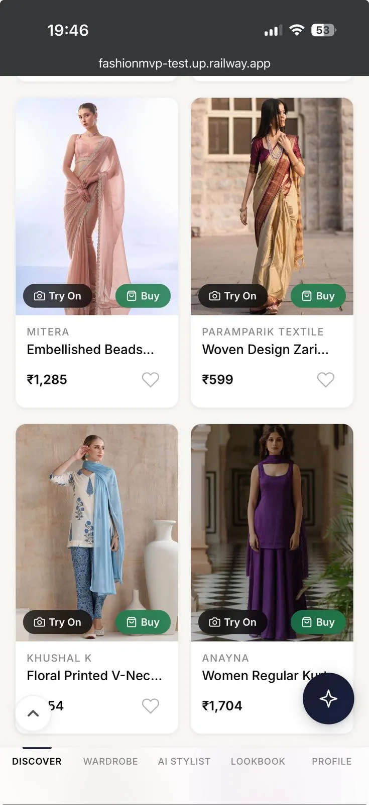 Nirmeka Try-On catalog - browsing products