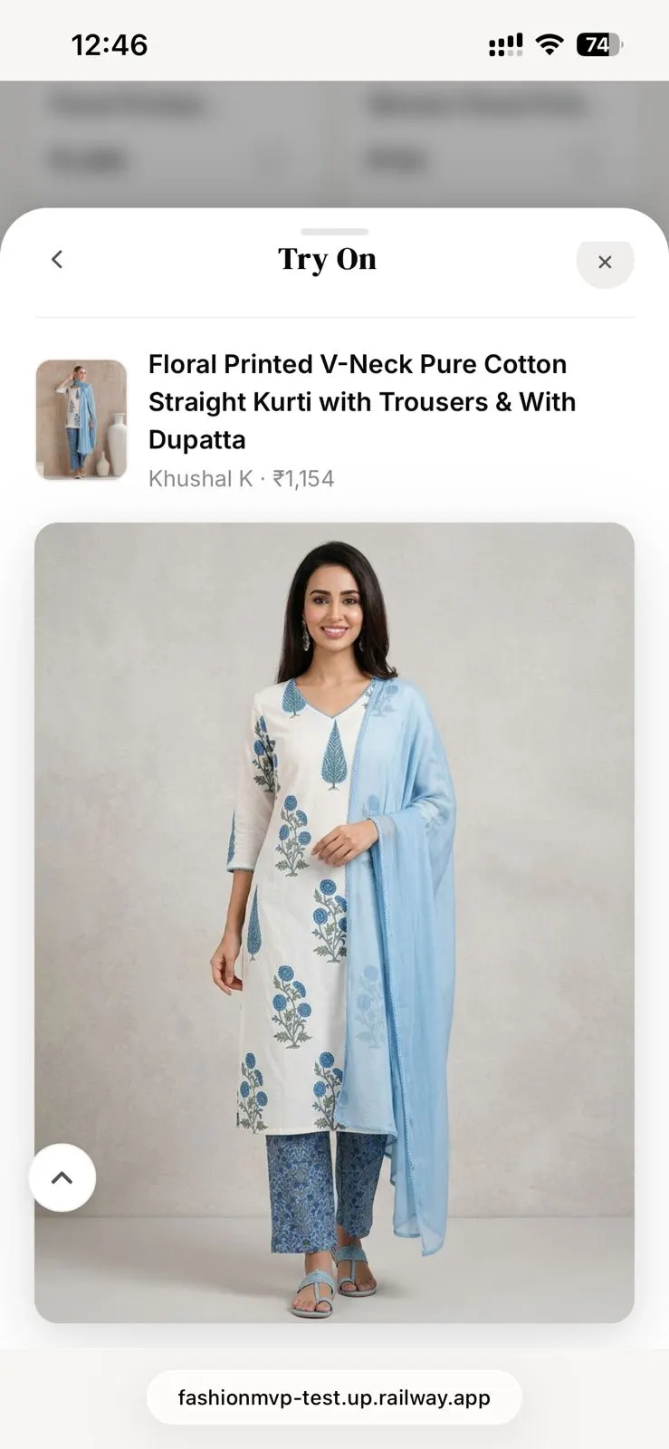 Nirmeka Try-On result - customer sees themselves wearing the product
